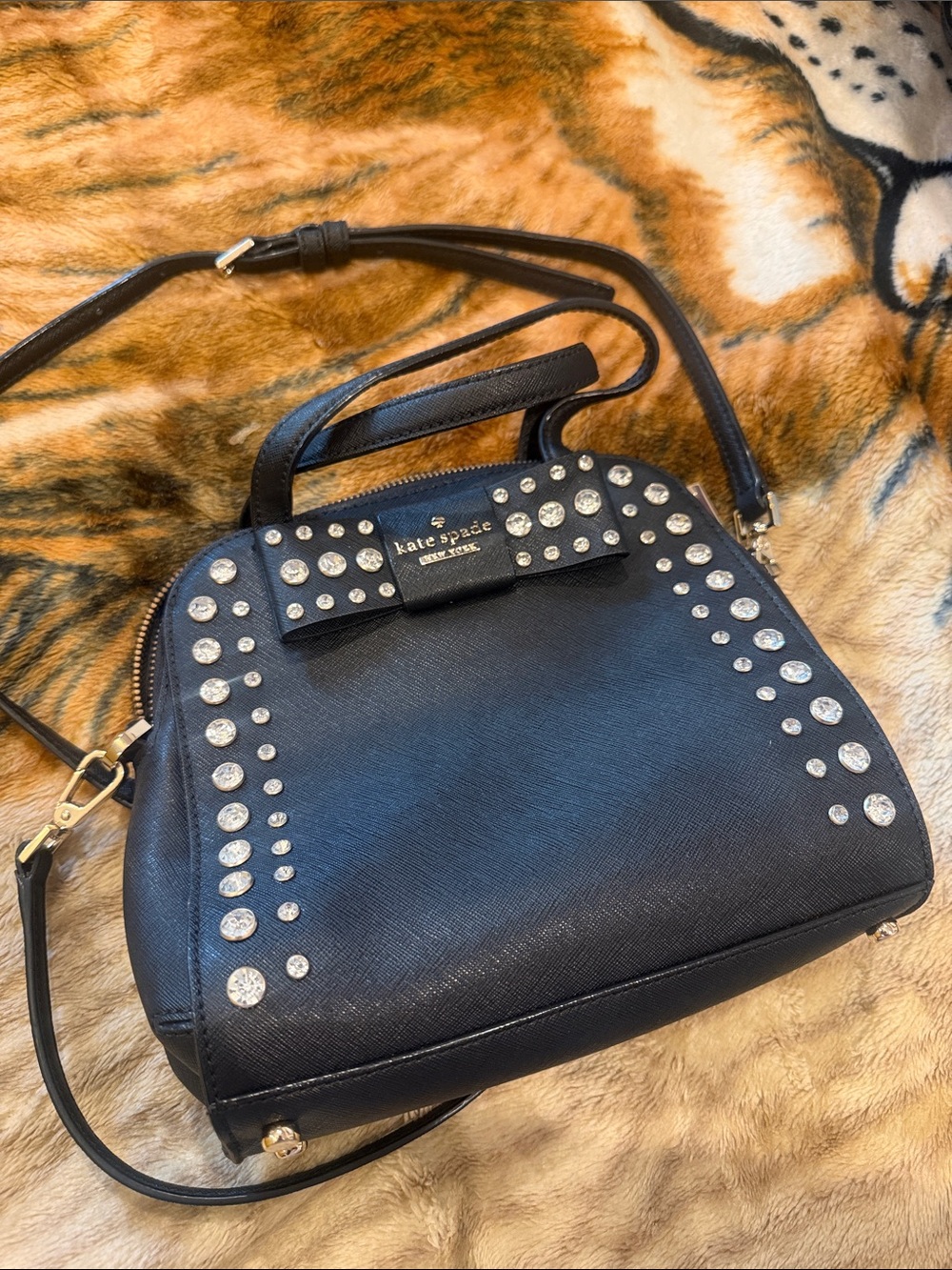 kate spade black studded dome crossbody bag